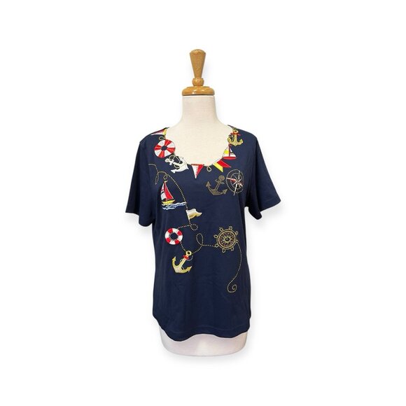 New Princess Cruises Embroidered T Shirt Size M Medium Navy Blue - Picture 1 of 9